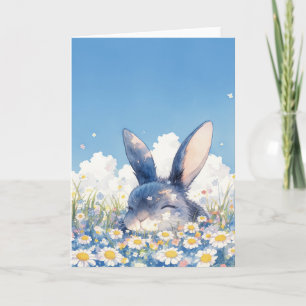 Carte La sieste du lapin dans le pré