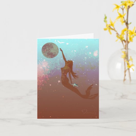 Carte la sirène atteint les étoiles (Fleur jaune)