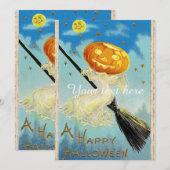 Carte La sorcière Citrouille d'Halloween en perte de vit (Devant / Derrière)