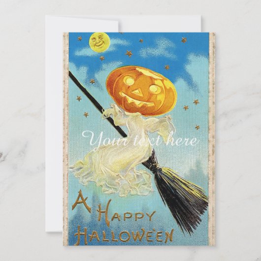 Carte La sorcière Citrouille d'Halloween en perte de vit (Devant)