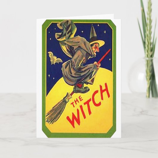 Carte La sorcière Halloween Vintage (Devant)