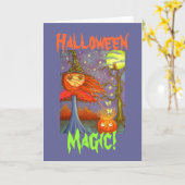 Carte La sorcière rouge de l'Halloween (Fleur jaune)