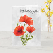 Carte La Sympathie Des Poppies Rouges Sur Grey (Fleur jaune)