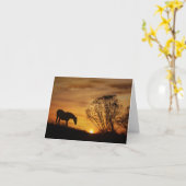 Carte La sympathie profonde du cheval et du coucher du s (Fleur jaune)