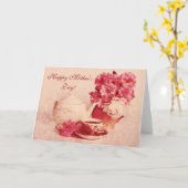 Carte La théière, une tasse de thé et s'est levée (Fleur jaune)