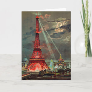 Carte La Tour Eiffel en carton rouge