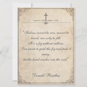 Carte La tristesse ne peut pas être vue - Funeral Vintag