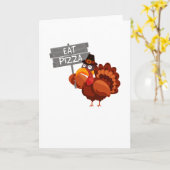 Carte La Turquie mangent le jour drôle de thanksgiving (Fleur jaune)