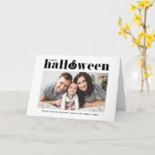 Carte La typographie de la rétro Citrouille noire Joyeux (Fleur jaune)