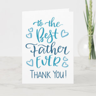 Carte La typographie du meilleur père jamais Merci en bl