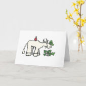 Carte La vache mangeant des trèfles a personnalisé la (Fleur jaune)