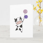 Carte La Vache S'Envole Avec Des Ballons De Mignons Anim (Fleur jaune)