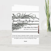 Carte La valeur d'un ami - Robert Louis Stevenson (Dos)