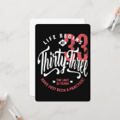 Carte La vie commence à 33 ans | 33e anniversaire (Devant/Arrière en situation)