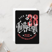 Carte La vie commence à 38 ans | 38e anniversaire (Devant/Arrière en situation)