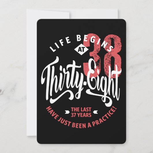 Carte La vie commence à 38 ans | 38e anniversaire (Devant)