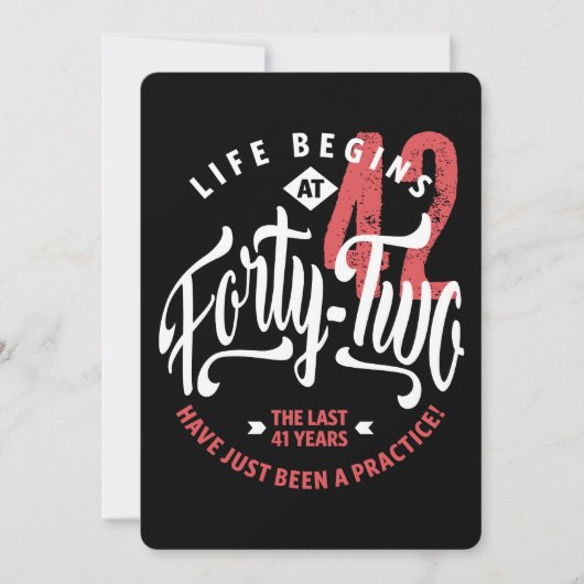 Carte La vie commence à 42 ans | 42e anniversaire (Devant)