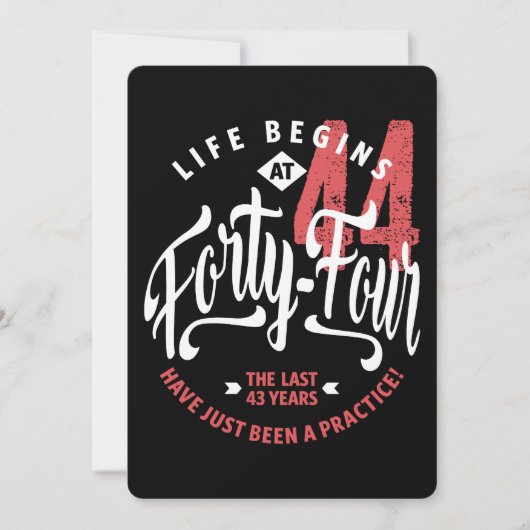 Carte La vie commence à 44 ans | 44e anniversaire (Devant)