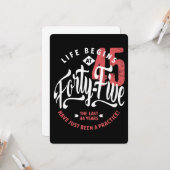 Carte La vie commence à 45 ans | 45e anniversaire (Devant/Arrière en situation)