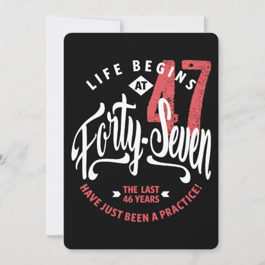Carte La vie commence à 47 ans | 47e anniversaire (Devant)