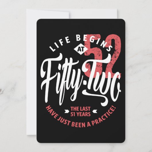 Carte La vie commence à 52 ans | 52e anniversaire (Devant)