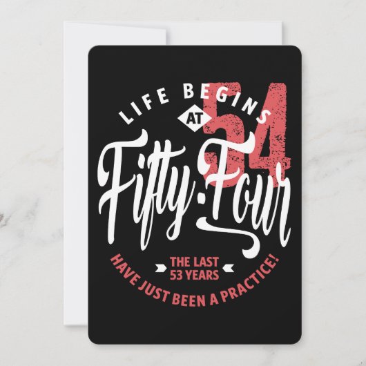 Carte La vie commence à 54 ans | 54e anniversaire (Devant)