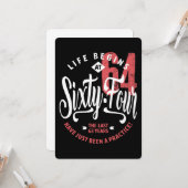 Carte La vie commence à 64 ans | 64e anniversaire (Devant/Arrière en situation)