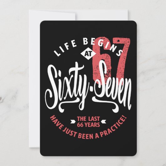 Carte La vie commence à 67 ans | 67e anniversaire (Devant)
