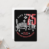 Carte La vie commence à 75 ans | 75e anniversaire (Devant/Arrière en situation)