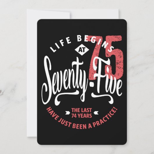 Carte La vie commence à 75 ans | 75e anniversaire (Devant)