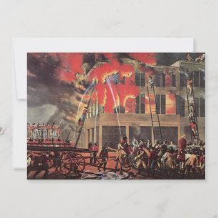 Carte La vie d'un pompier, pompiers vintage luttant cont