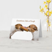 Carte La vie est dure Jack Russell Salutation Terrier (Fleur jaune)