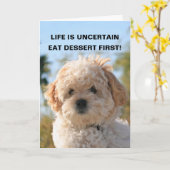 CARTE LA VIE EST INCERTAINE, MANGENT LE DESSERT F… (Fleur jaune)