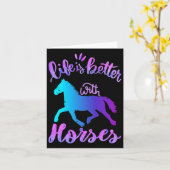 Carte La Vie Est Meilleure Avec Les Chevaux Chevaux Équi (Fleur jaune)