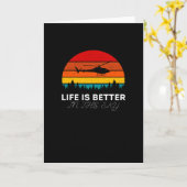 Carte La vie est meilleure dans le ciel - Hélicoptère (Fleur jaune)