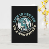 Carte La vie est meilleure sur Snowboard Drôle cadeau (Fleur jaune)