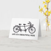 Carte La vie est un beau tour, bicyclette tandem (Fleur jaune)