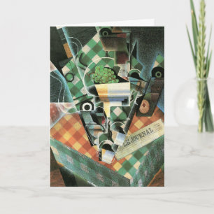 Carte La Vie morte avec nappes à carreaux par Juan Gris