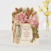 Carte La Vierge catholique Marie Rosary Vintage Florale (Fleur jaune)