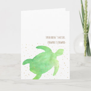 Carte La vitesse de la tortue d'aquarelle verte mignonne