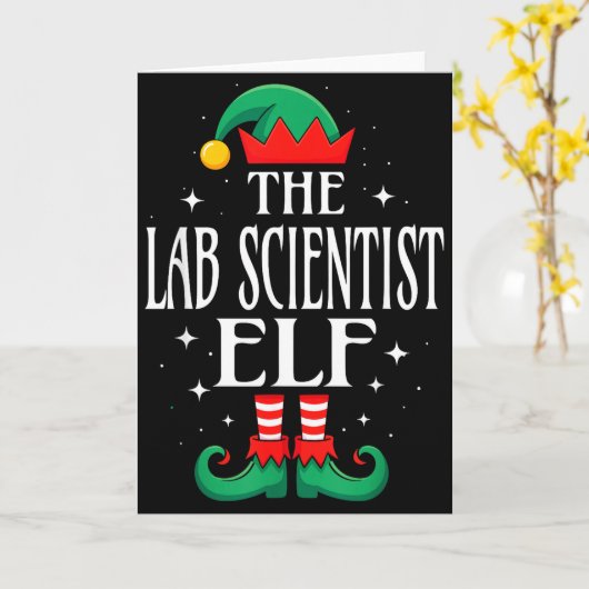 Carte Lab Scientist Elf Job Title Funny Christmas Matchi (Fleur jaune)