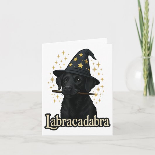 Carte Labracadabra Funny Black Lab Dog Wizard Halloween (Devant)