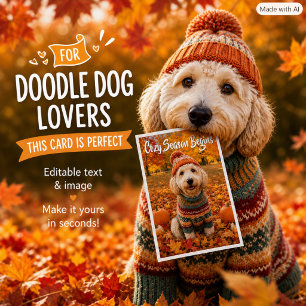Carte Labradoodle Chien Feuilles d'Automne Conviviale Ca