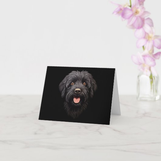 Carte Labradoodle Chien noir (Orchidée)