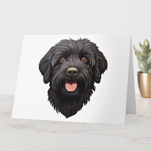 Carte Labradoodle Chien noir (Petite plante)