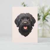 Carte Labradoodle Chien Noir (Debout devant)