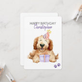 Carte Labradoodle Chien Personnalisé Joyeux Anniversaire (Devant/Arrière en situation)