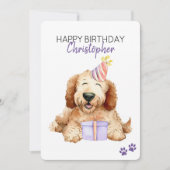 Carte Labradoodle Chien Personnalisé Joyeux Anniversaire (Devant)
