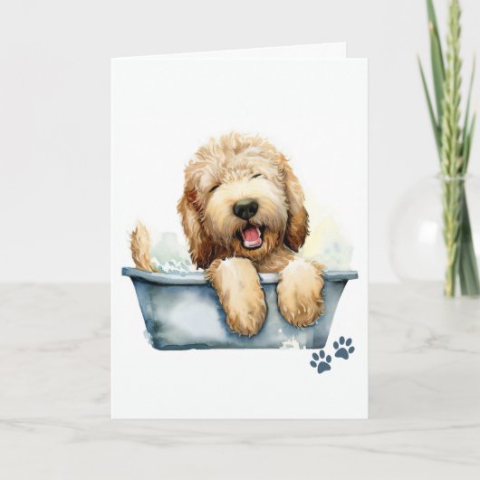 Carte Labradoodle Chien Salutation pliée (Devant)