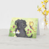 Carte Labradoodle Doodle Dog / Birthday Card (Fleur jaune)